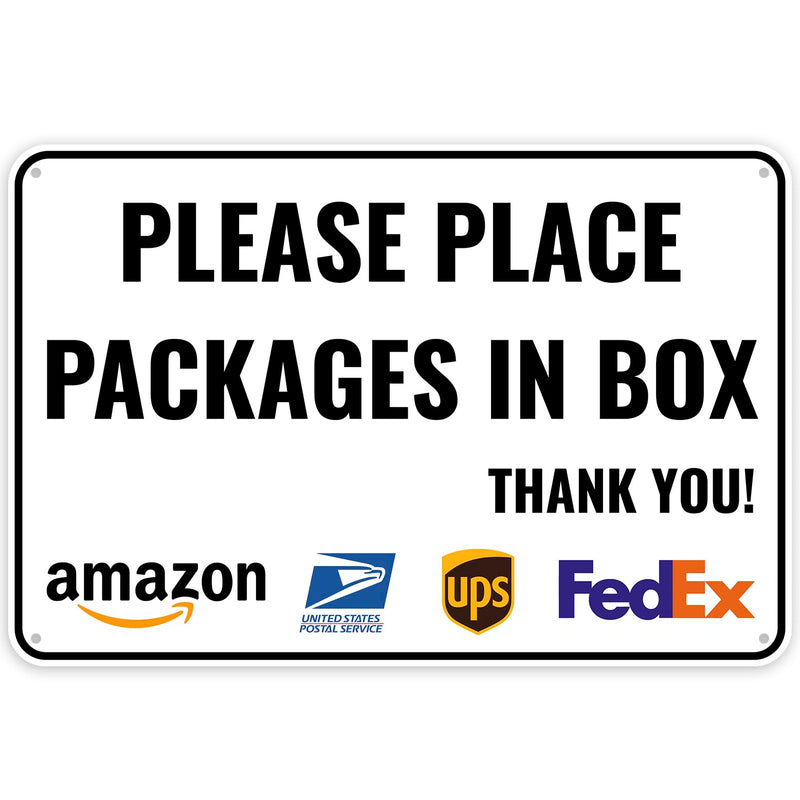 [Australia - AusPower] - 1PC Delivery Sign For Packages - Please Place Packages In Box, 12 x 8 Inches - Aluminum - Delivery Instructions for My Packages Orders from Amazon, UPS, FedEx, USPS 