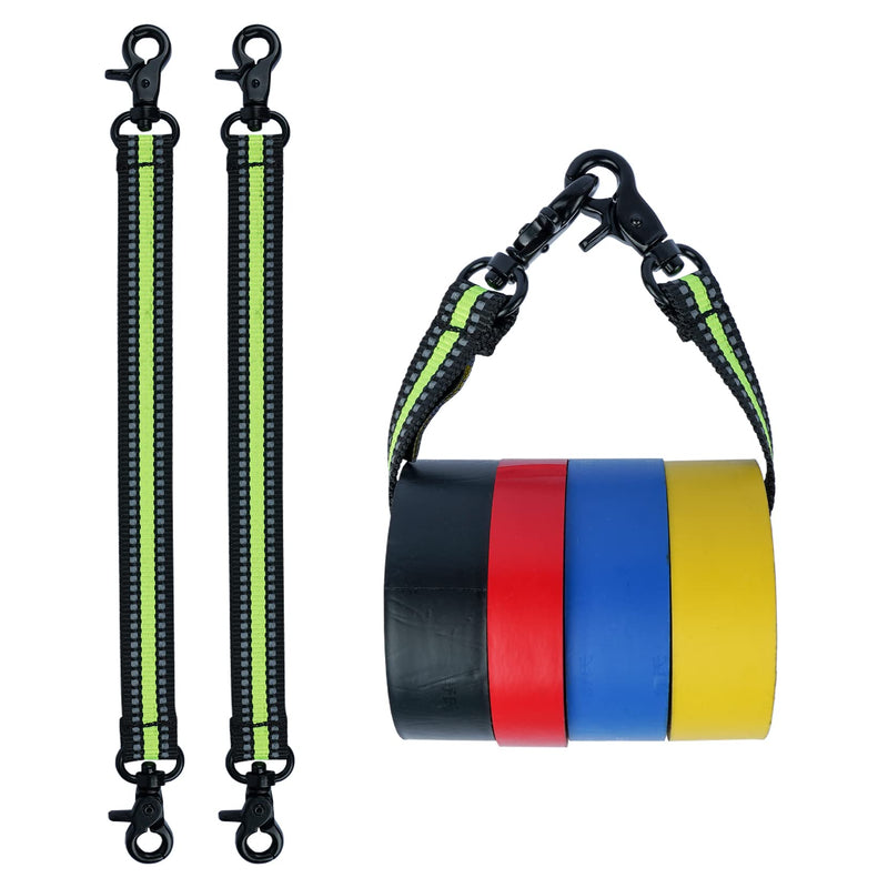MELOTOUGH Tape Thong Electrical Tape Holder with Snap Hooks Electrician Tape Strap for Tool Belt, Tool Pouch(Lime 2pcs) 2 packs Reflective Green 2pcs