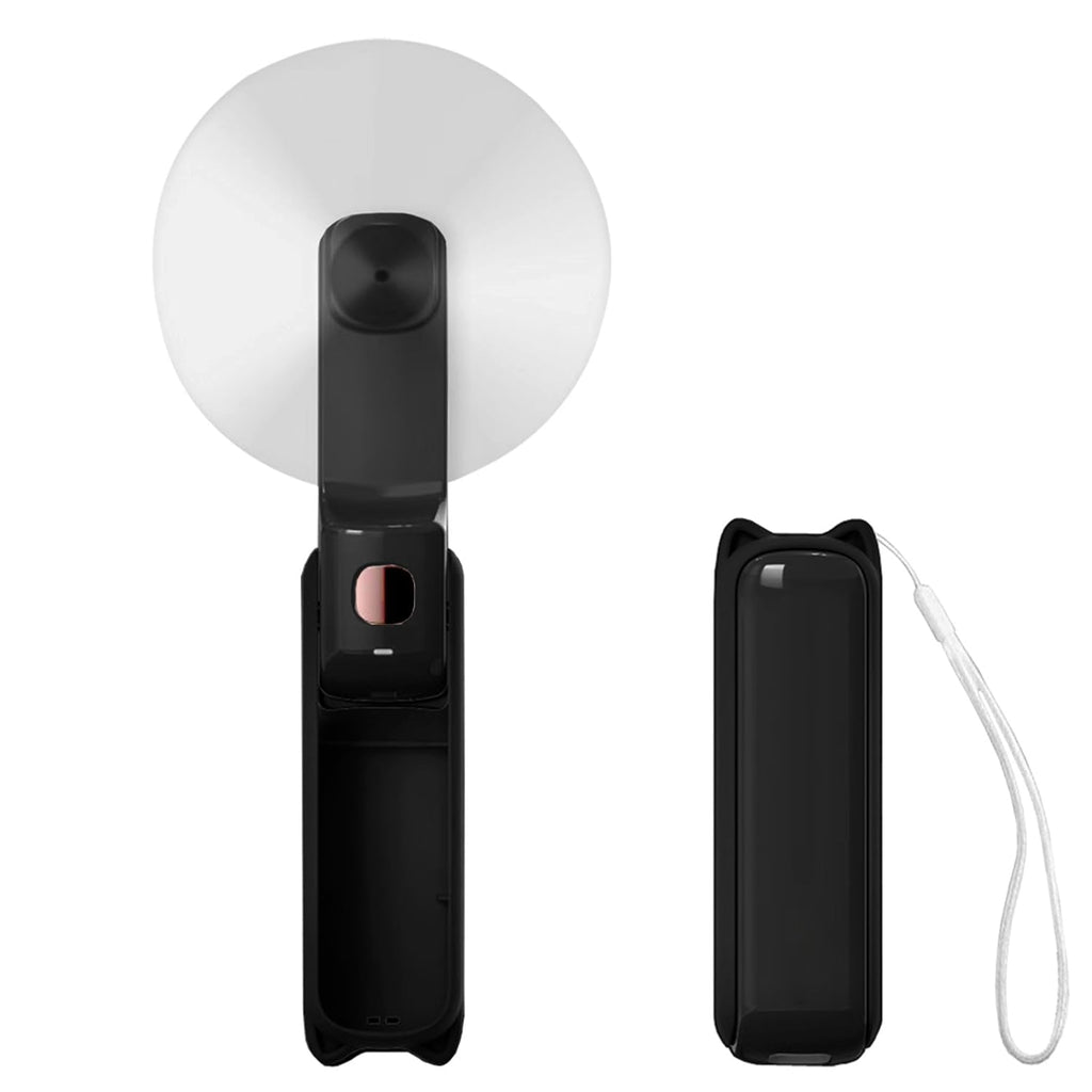 [Australia - AusPower] - AOCOOLFAN Portable Fan, Mini Handheld Fan USB Rechargeable Small Pocket Fan, Battery Operated Fan with Flashlight Feature for Travel Outdoor (Black) Black 