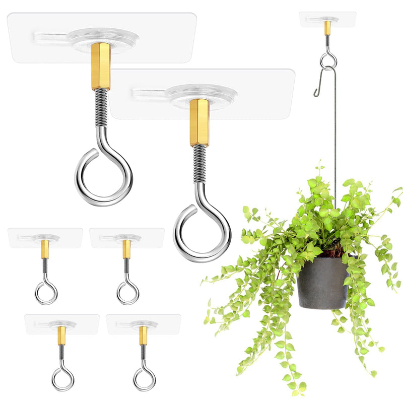[Australia - AusPower] - 12 Pcs Self Adhesive Ceiling Hooks No Drilling Ceiling Hooks Stainless Steel Eye Hooks for Hanging Small Plants Ceiling Decoration Eye Hook 