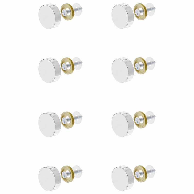 [Australia - AusPower] - 8 PCS 10mm(0.39") Mirror Screws, Brass Decorative Caps Cover Fasteners, Metal Mirror Nails, Polished Flat Silver Lid (Bright Silver) 
