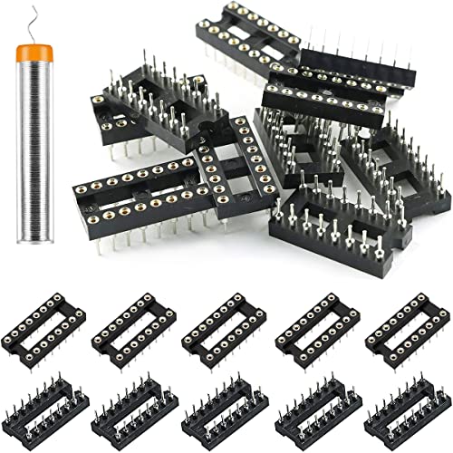 30pcs DIP IC Socket 16 Pin Round 2.54mm Grid IC Socket Adapter Round Hole Solder Type High Quality with Tin Wire Pin for DIY Electronics Experiment