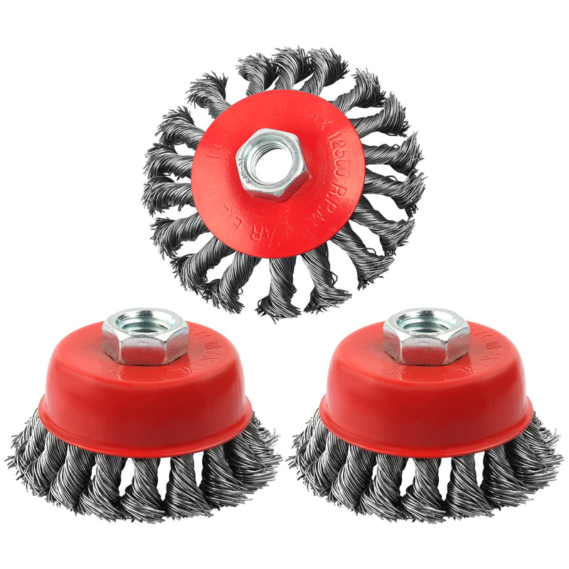 [Australia - AusPower] - 3 Pack Wire Wheel Brush for Angle Grinder, 4 Inch Angle Grinder Wire Wheel, Wire Wheels for 4 1/2 Angle Grinder -5/8 Inch Threaded Arbor ,0.02 Inch Carbon Steel Wire Brush for Angle Grinder 3 Pack Wire Wheel Cup 