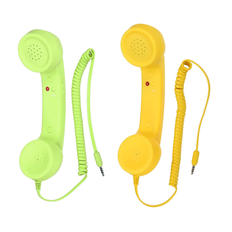 [Australia - AusPower] - MECCANIXITY 2 Pack 3.5mm Retro Telephone Handset Telephone Receiver MIC Microphone Speaker Anti Receivers for Microphone Speaker Yellow,Green 