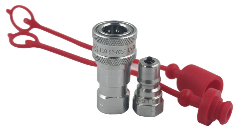 [Australia - AusPower] - LSQ 1/4'' NPT Kubota 7J612-66323 K2581-66220 Replacement Quick Disconnect Hydraulic Quick Connect Couplers/Coupling Set w/Dust Caps ISO7241-B 1/4'' NPT 
