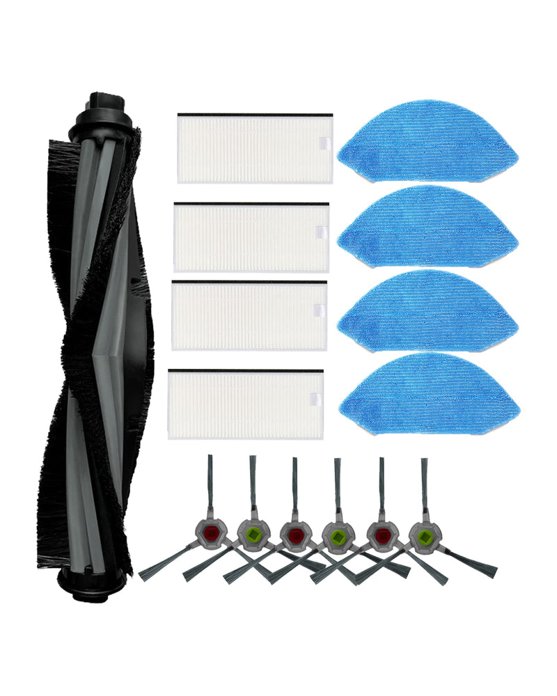 [Australia - AusPower] - Replacement Parts for Ecovacs Deebot OZMO U2 U2-Pro DGN22 Robot Vacuum Attachments 1 Main Brush 6 Side Brush 4 Filter 4 Mop Pad Accessories 