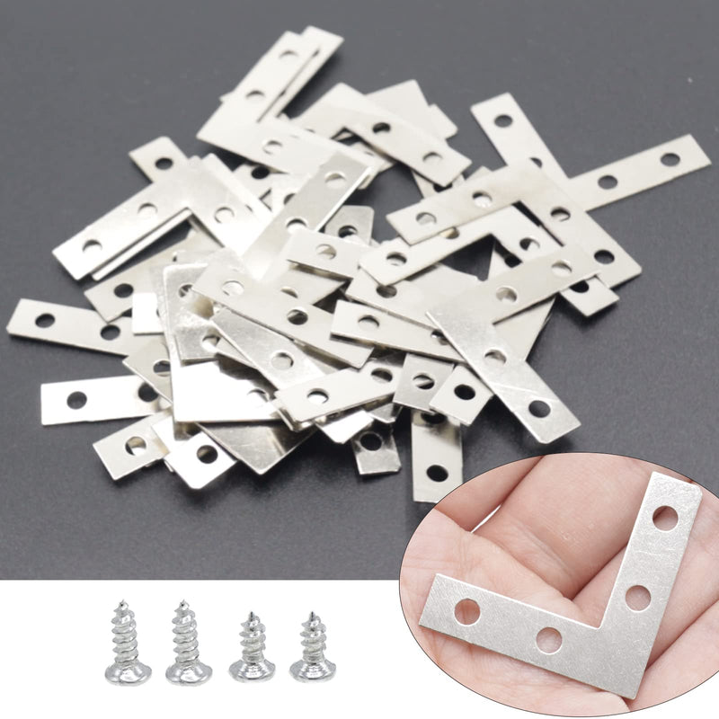 [Australia - AusPower] - 40 Pack Silver L Corner Brackets, 1.5x1.5inch Small Decorative Iron Corner Braces for Wood, Metal Flat Bracket Braces for Furniture, Shelf Support, Home and DIY Projects 