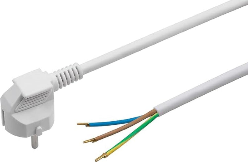 Meister Protective contact cable - 3 m - white - plastic cable H05VV-F3G1.5 | Plastic cable H05VV-F3G1.5 – 3 wires – connection cable with Schuko plug – connection cable – installation material 3 m (Model 2.0) (1 Stück)