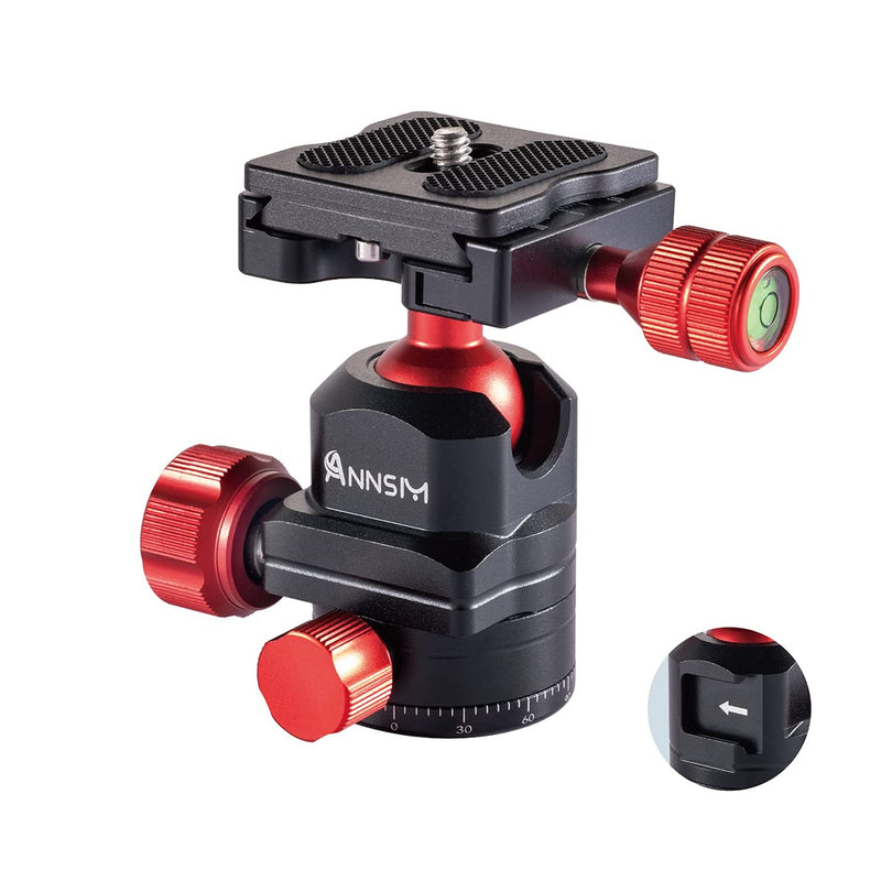 [Australia - AusPower] - ANNSM Tripod Ball Head 360 Degree Rotating Swivel Panoramic Head with Cold Shoe Seat and 38mm Width QR Plate for DSLR Camera,Smartphone,Video Light,Slider,Stabilizer,Monopod 