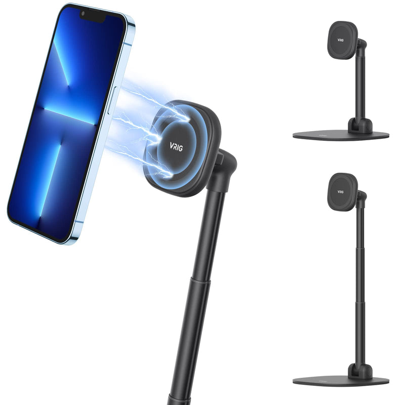[Australia - AusPower] - VRIG Magnetic Desk Phone Stand for Office/Home 360°Rotation Phone Holder with Magnetic Ring Height&Tilt Adjustable Cell Phone Stand for iPhone 14 13 12 11 and More/Android 