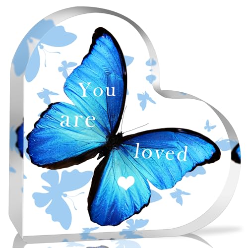 Butterfly Gifts for Women Butterflies Inspirational Desk Decor Acrylic Heart Shaped Keepsake Tables Centerpiece Appreciation Gift Best Birthday Christmas Gifts Idea Thank You Gift You Are Loved Gifts You Are Loved-Right