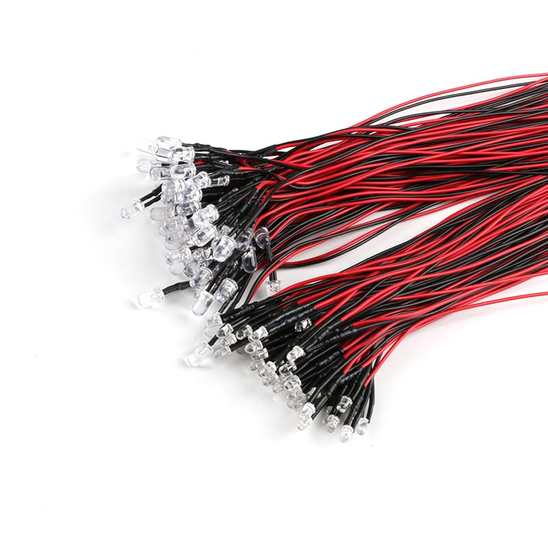 [Australia - AusPower] - 50Pcs 3mm Light Emitting Diodes LED Bead with Wire Decorative Toy Car Indicator Light DC 5V~12V White Light 3mm 