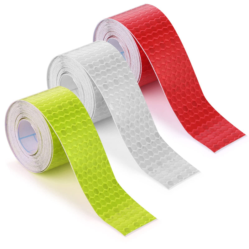 [Australia - AusPower] - 3 Rolls Reflective Tape Outdoor Waterproof Reflective Warning Tape Reflector Tape Night Safety Stickers Silver, Red, Yellow Reflective Tape for Trailer Bicycles Clothing (1 Inch x 30 Ft) 3 Rolls 