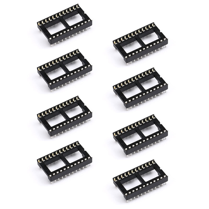 [Australia - AusPower] - 8Pcs IC Socket Wide 24P DIP IC Chip Socket Adaptor 2.54mm Pitch Dual Row 24 Flat Pin Wide 24P Wide 