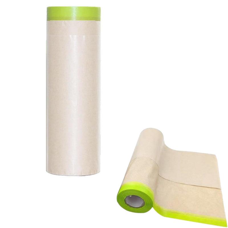Saycker Pre-Taped Masking Paper for Painting,18inch x 49ft Adhesive Paint Protective Paper Roll,Tape and Drape Painters Paper for Covering Skirting,Frames,Cars and Auto Body 45cm x 49ft
