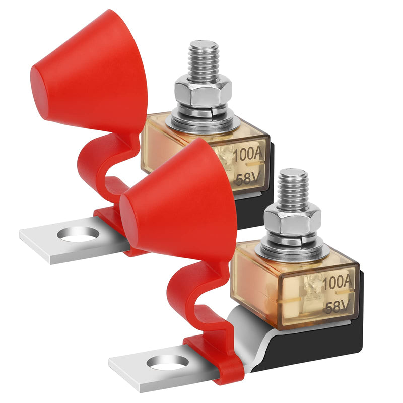 [Australia - AusPower] - Linkstyle MRBF Terminal Fuse Block, 58V 100AMP Marine Rated Battery Terminal Fuse with 5/16" Stud and Waterproof Cap, for RV, Boat, Automotive Power Systems 