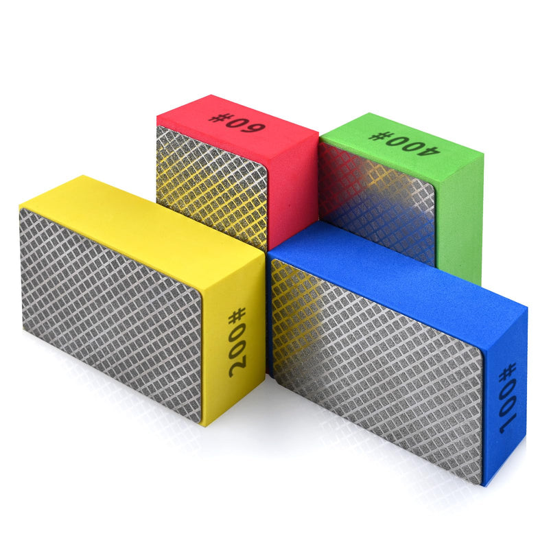 [Australia - AusPower] - 4pcs Diamond Hand Polishing Pads for Ceramic Tile Glass Grinding,Sanding Blocks Polishing 60#,100#,200#,400# 4PCS 