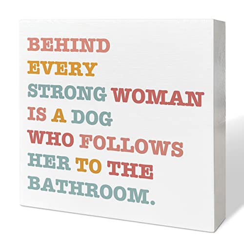 Funny Dog Bathroom Desk Decor, Dog Bathroom Toilet Wooden Box Sign A1