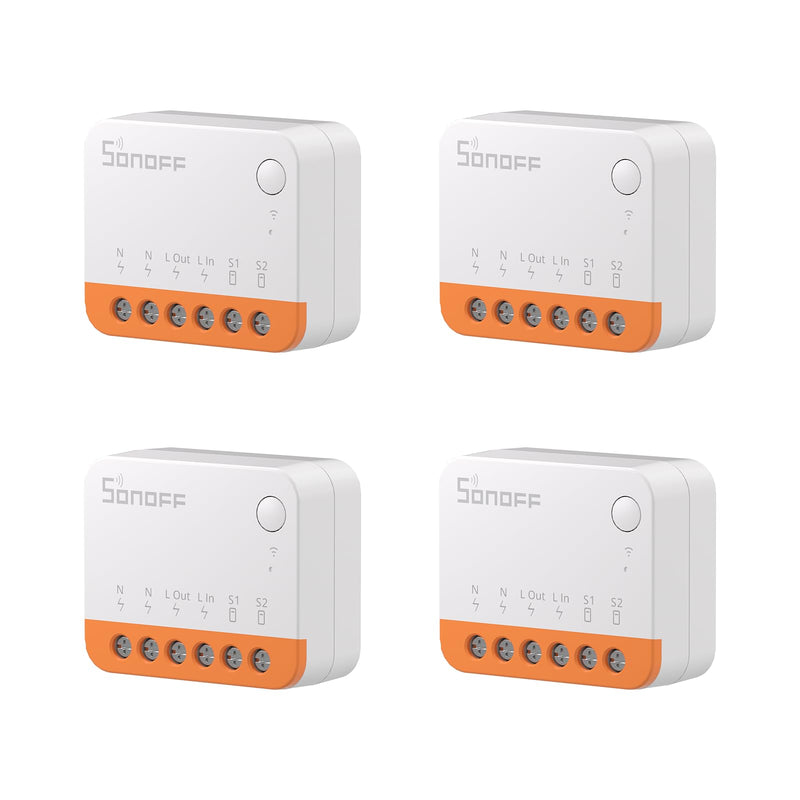 SONOFF MINIR4 10A Smart WiFi Extreme Wireless Light Switch,Universal DIY Module for Smart Home Automation Solution, Compatible with Alexa & Google Home, No Hub Required,4 Pack 4