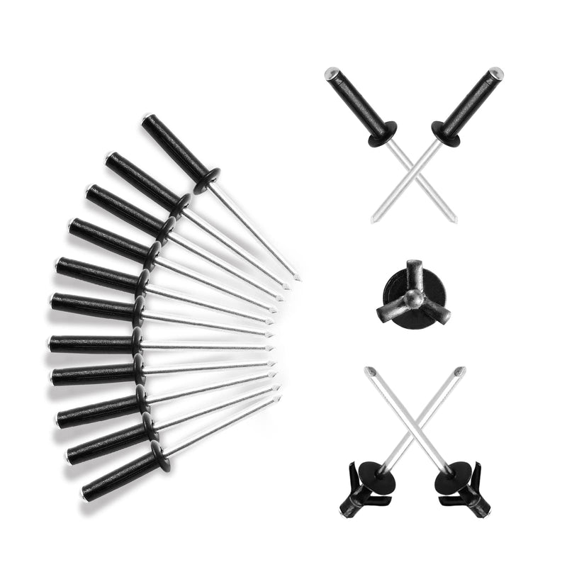 [Australia - AusPower] - 50Pcs 3/16" x 1" Tri Grip Rivets Assortment, Black Trifold Exploding Pop Rivets Aluminum Trifold Trivets Big Head Pop Rivets for Marine Kyaka Boat 3/16" x 1" 