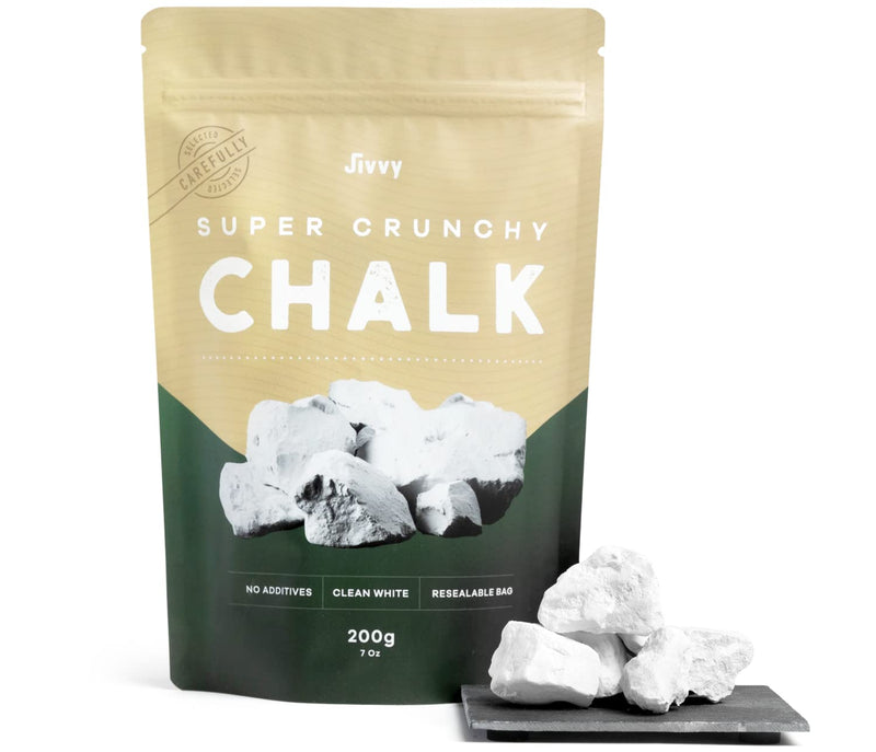 [Australia - AusPower] - Super Crunchy Edible Chalk - Chalk Chunks - ASMR PICA chalk - Pure White Chalk for Eating - Earthy taste - Resealable bag - 7 oz (200 g) 