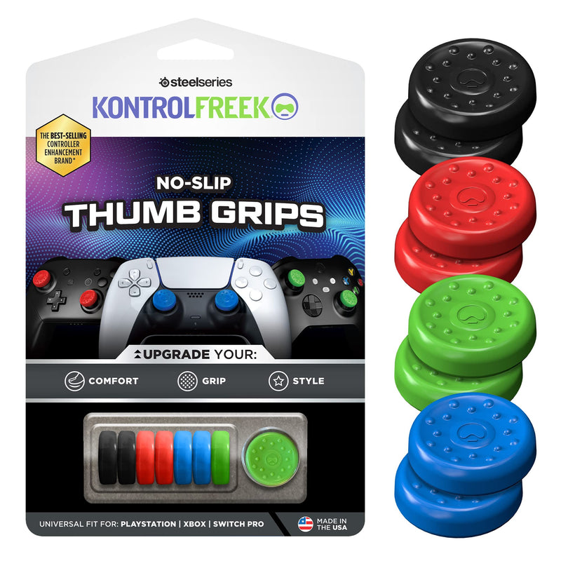 [Australia - AusPower] - KontrolFreek No-Slip Thumb Grips | Universal Edition for Nintendo Switch Pro, Playstation 4 (PS4), Playstation 5 (PS5), Xbox One & Xbox Series X Controller | 8-Pack | Blue/Green/Red/Black 