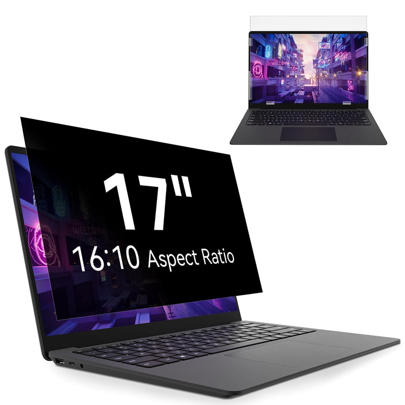 [Australia - AusPower] - Laptop Privacy Screen 17 Inch Compatible With Lenovo Hp Dell Acer Asus Thinkpad Envy Xps, 16:10 Aspect Removable Anti Glare Blue Light Filter Protector, 17in Computer Monitor Privacy Shield [1 PACK] 17'' Privacy Screen (16:10) 