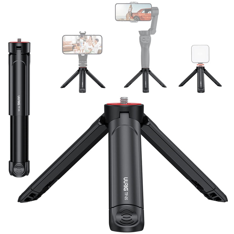 [Australia - AusPower] - UURIG Extendable Mini Camera Tripod, Portable Selfie Stick Handle Grip Desktop Webcam Tripod with 1/4" Screw for DSLR Camera Webcam Phone Holder Selfie Stick Vlog Tripod 