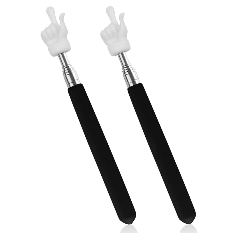 [Australia - AusPower] - 2Pcs Telescopic Teachers Pointer, Extendable Hand Pointer Finger Pointer Stick, Mini Retractable Classroom Pointer for Elementary School Kindergarten Teacher, Classroom Supplies (Black) 2PCS 