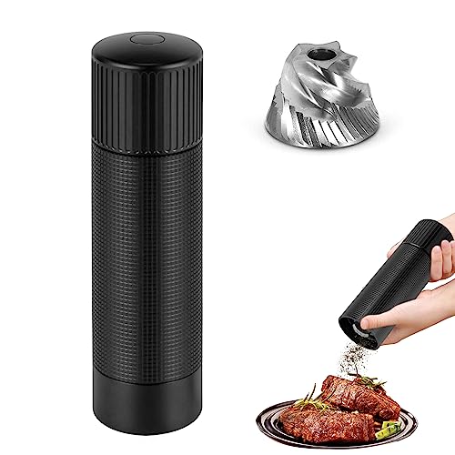 WhiteRhino Professional Pepper Grinder Mill with Top Button Lock,Heavy Duty High Output Aluminum Pepper Mill Refillable,Spice Grinder with Stainless Steel Burrs and Adjustable Coarseness Gift Set Top Button Lock Design
