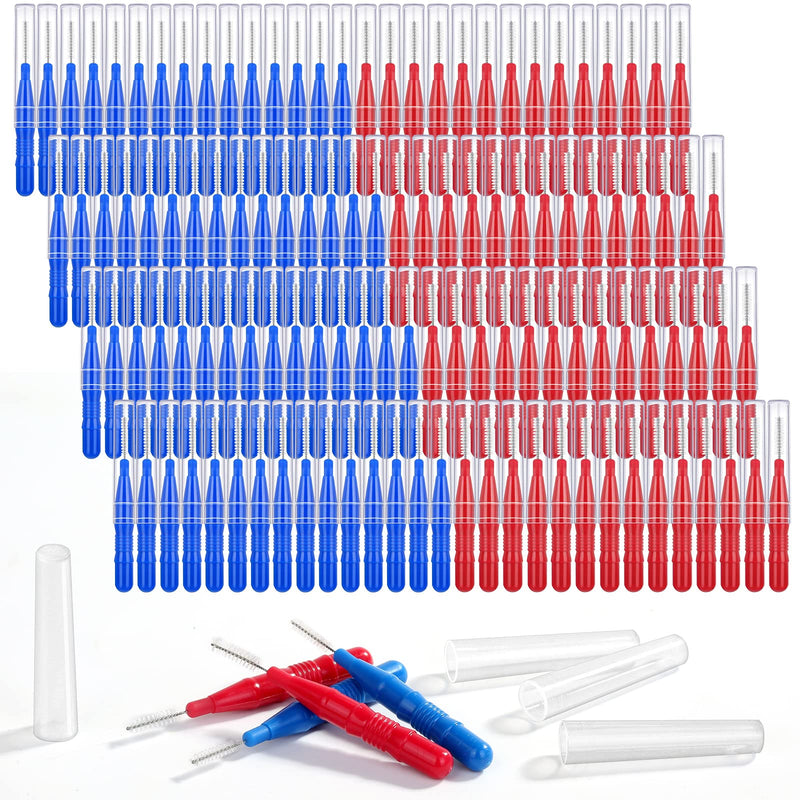 [Australia - AusPower] - 120Pcs Interdental Brushes 2 Sizes, 360° Bendable Soft Bristles Braces Brush Dental Brushes between Teeth Gum Interdental Brushes for Gum Braces Oral Teeth Cleaning Tool Blue + Red 