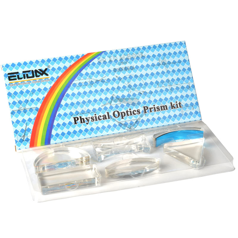 [Australia - AusPower] - 6 Pcs Acrylic Glass Light Prism Optical Lens Triangular Semicircular Rectangular Concave convex mirror Len Physics Demonstration Tools Equipment for Physics Teaching Lab Reflection refraction Science 