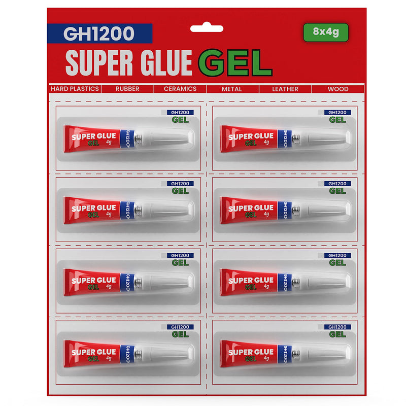 [Australia - AusPower] - 4Gx 8 Value Pack Super Glue Gel All Purpose with Anti Clog Cap. Super Fast Ca Glue, Superglue - Cyanoacrylate Glue for DIY Crafts and Many More 4g x 8 Gel 
