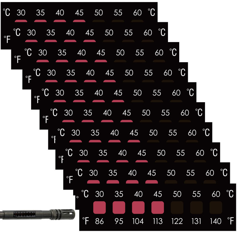Aolamegs 10 Pack Rifle Barrel Temperature Stickers, 30-60°C/86-140°F Horizontal Temperature Label, 7-Point Reversible Thermolabel for Keeping Your Barrel from overheating