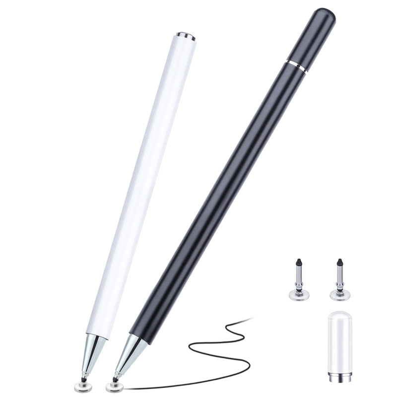 [Australia - AusPower] - Stylus Pens for Touch Screens(2 Pcs), Abiarst Magnetic Disc Universal Stylus Pens Touch Screens for Apple/iPhone/Ipad pro/Mini/Air/Android/Microsoft/Surface All Capacitive Touch Screens 