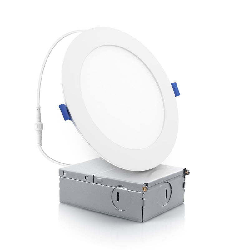 [Australia - AusPower] - ECOELER 6 Inch Slim Recessed Lighting with Junction Box, Dimmable Recessed Can Lights, 5000K Daylight, 12W 1100Lm Dimmable LED Downlight, ETL & Energy Star 1 - Pack 