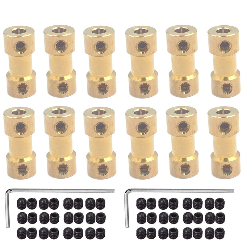 [Australia - AusPower] - 12Pcs 3mm to 4mm Brass Shaft Coupling Joint Connector, Motor Shaft Coupling for RC DIY Airplane Boat Robot 12 