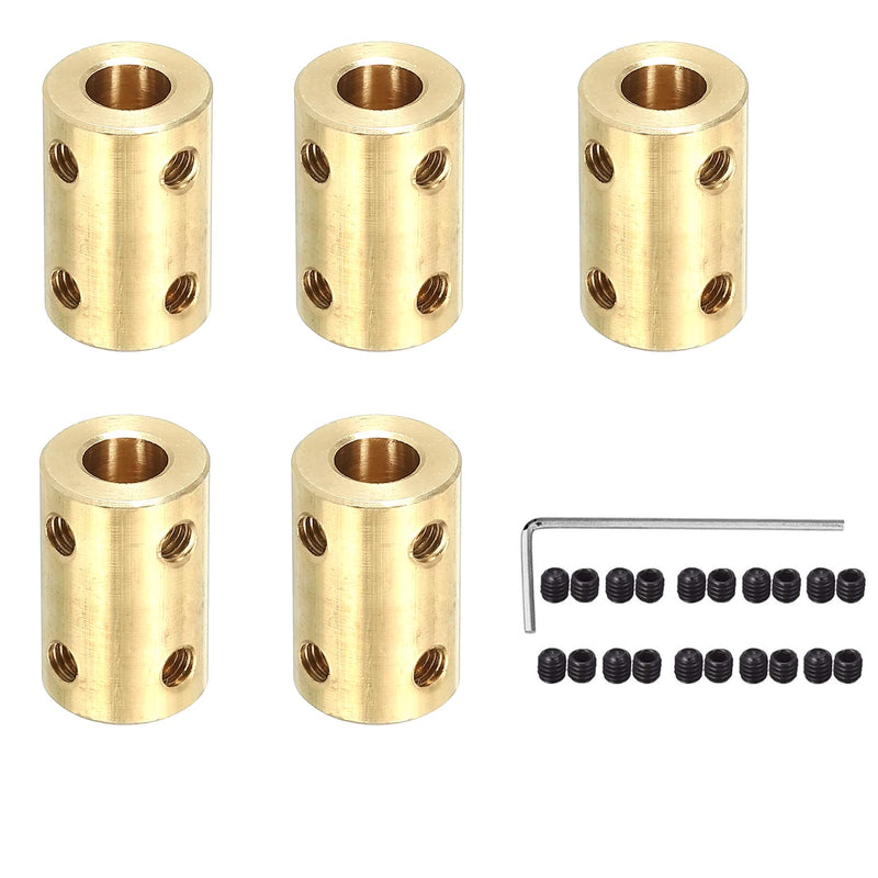 [Australia - AusPower] - 5Pcs 6mm to 6mm Brass Rigid Motor Shaft Coupling Coupler Transmission Connector Sleeve Adapter for RC Boat Car Airplane 3D Printers 5 