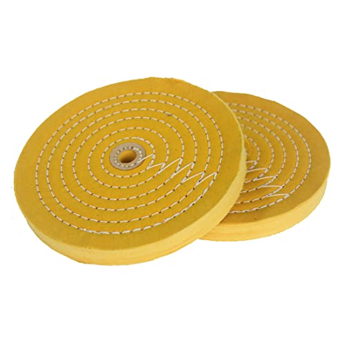 JUNLIXN 8-inch yellow cotton buffing wheel with 5/8-inch arbor hole, 2-piece set