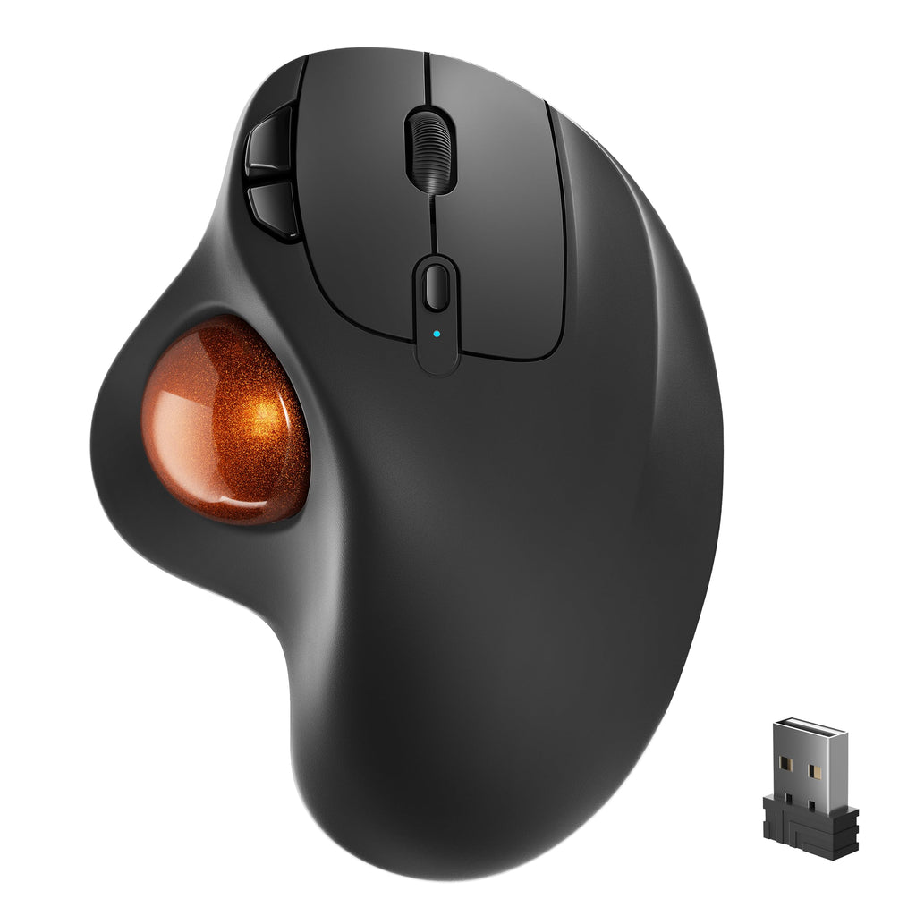 [Australia - AusPower] - Wireless Trackball Mouse, Rechargeable Ergonomic Mouse, Easy Thumb Control, Precise & Smooth Tracking, 3 Device Connection (Bluetooth or USB), Compatible for PC, Laptop, iPad, Mac, Windows, Android 