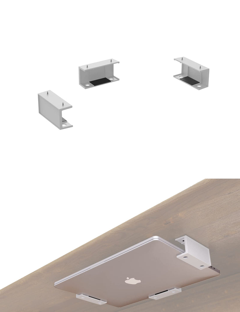 [Australia - AusPower] - ZZHDESBY Under Desk Laptop Mount Under Desk Laptop Drawer with Adhesive & Screw Fit for Macbooks, Keyboard, Routers, Modems, Cable Box, Network Switch and More (White) White 