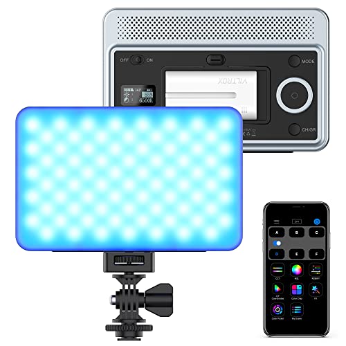 VILTROX RGB Led Panel Light, Smartphone Control Full Color On Camera LED Photography Light, 2600K-6800K Dimmable LED Video Light, with NP-F550 Battery (Sprite 15C) 15W RGB & Bluetooth