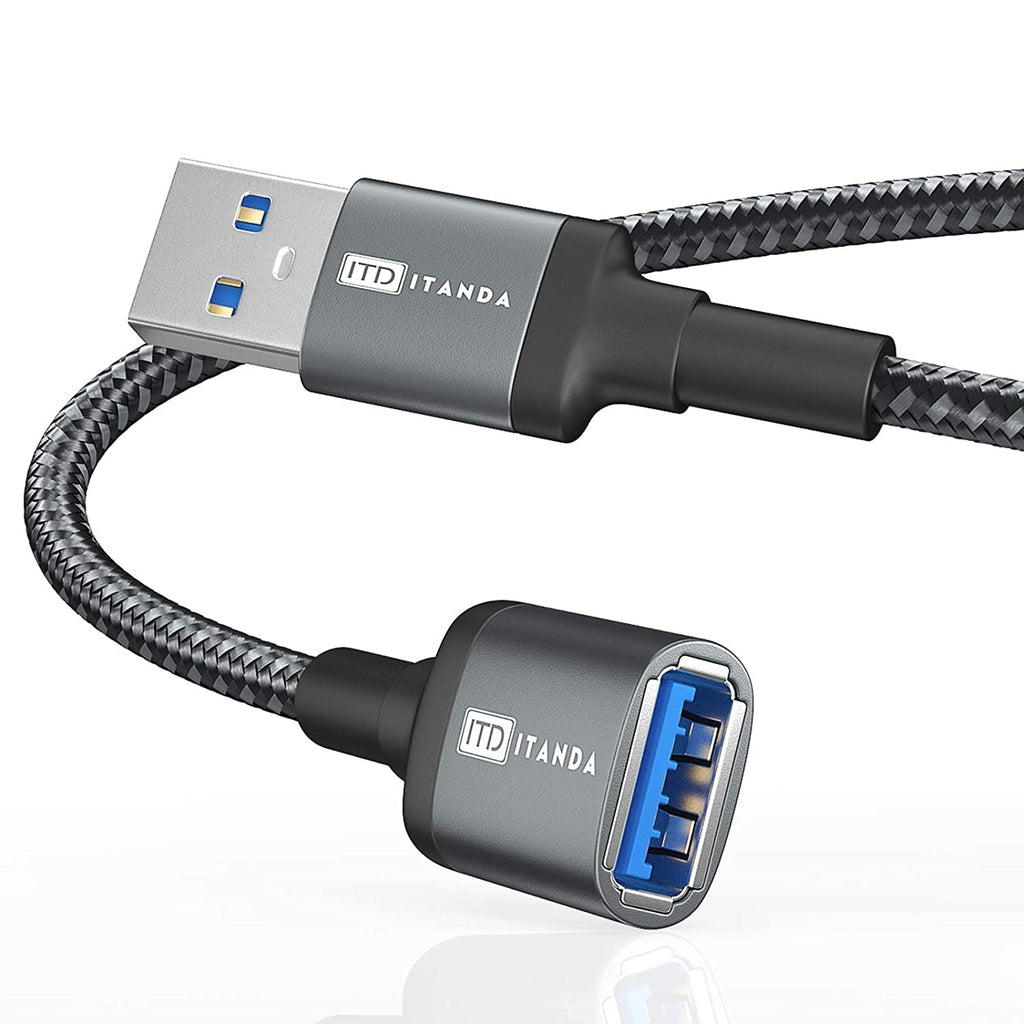 [Australia - AusPower] - ITD ITANDA USB Extension Cable 1.5FT USB 3.0 Extension Cord Type A Male to Female 5Gbps Data Transfer for Keyboard, Mouse, Playstation, Xbox, Flash Drive, Printer, Camera and More (1.5FT, Grey) 