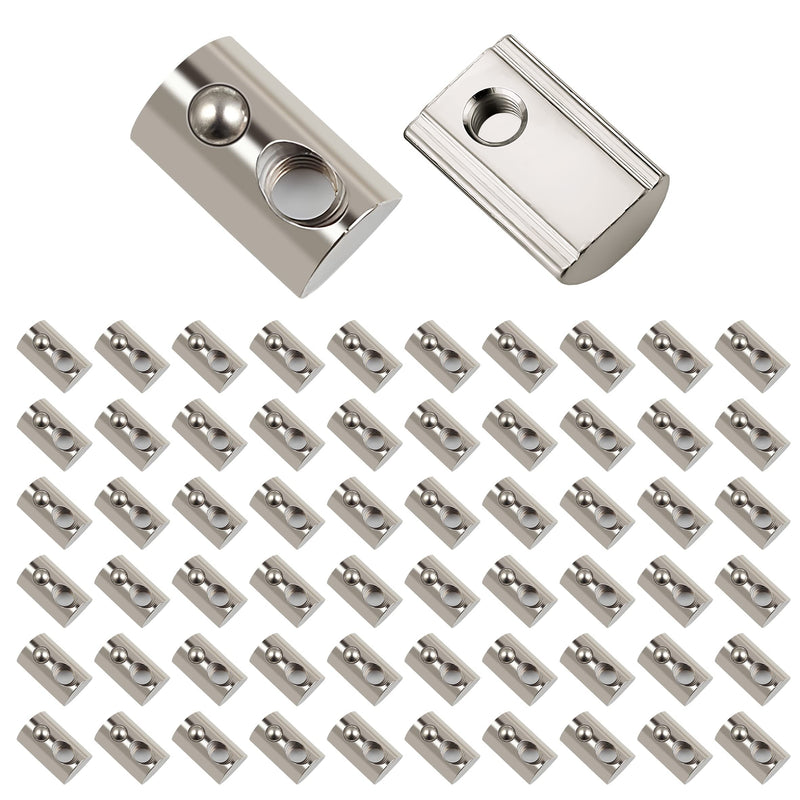 [Australia - AusPower] - 60pcs M3 Spring T Nut, M3 T Slot Nut, M3 T Slot Nuts Roll-in Spring Ball Loaded for Aluminum Extrusion Profile 3D Printer Machine Industry 