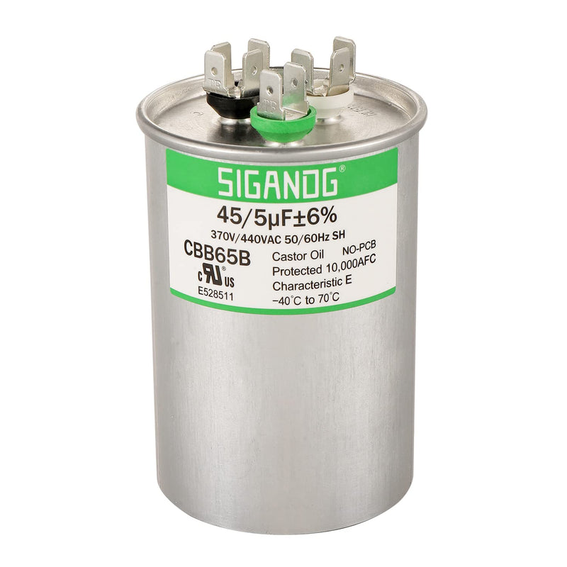 [Australia - AusPower] - 45+5 MFD 45/5 uF 370 or 440 Volt CBB65B Capacitor for AC Motor Run?Condenser Straight Cool?Heat Pump? Air Conditioner?HVAC Capacitor 45+5 MFD 