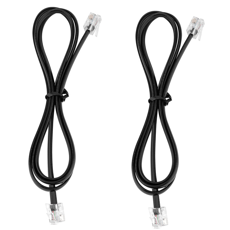 [Australia - AusPower] - LanSenSu RJ12 Cable Phone Cord RJ12 6P6C Male to Male Straight Wired for Both Data and Voice Use Black - 3.3 Feet 2 Pack 