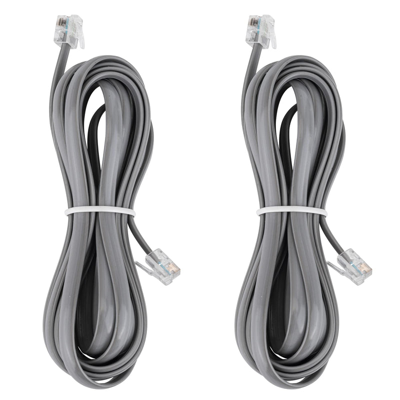[Australia - AusPower] - LanSenSu RJ12 Cable Phone Cord RJ12 6P6C Male to Male Straight Wired for Both Data and Voice Use Silver - 10Feet 2Pack 
