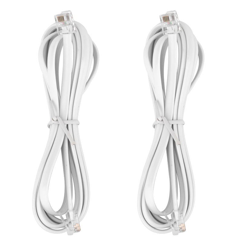 [Australia - AusPower] - LanSenSu RJ12 Cable Phone Cord RJ12 6P6C Male to Male Straight Wired for Both Data and Voice Use White - 6.6Feet 2 Pack 