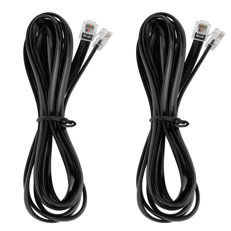 [Australia - AusPower] - LanSenSu RJ12 Cable Phone Cord RJ12 6P6C Male to Male Straight Wired for Both Data and Voice Use Black - 6.6 Feet 2 Pack 