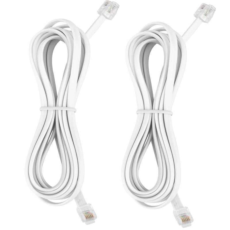 [Australia - AusPower] - LanSenSu RJ12 Cable Phone Cord RJ12 6P6C Male to Male Straight Wired for Both Data and Voice Use White - 10Feet 2 Pack 